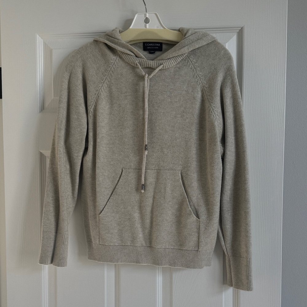 Christina Women's Cashmere Hoodie Sweater in Light Taupe